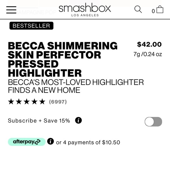 NIB: Smashbox BECCA Shimmering Skin Perfector Pressed Highlighter•Champagne Pop - Picture 12 of 13